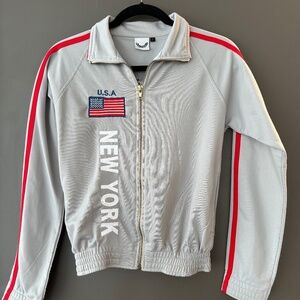 Vintage Zip-Up Embroidered USA Sweater w/ Crest on Bacm
